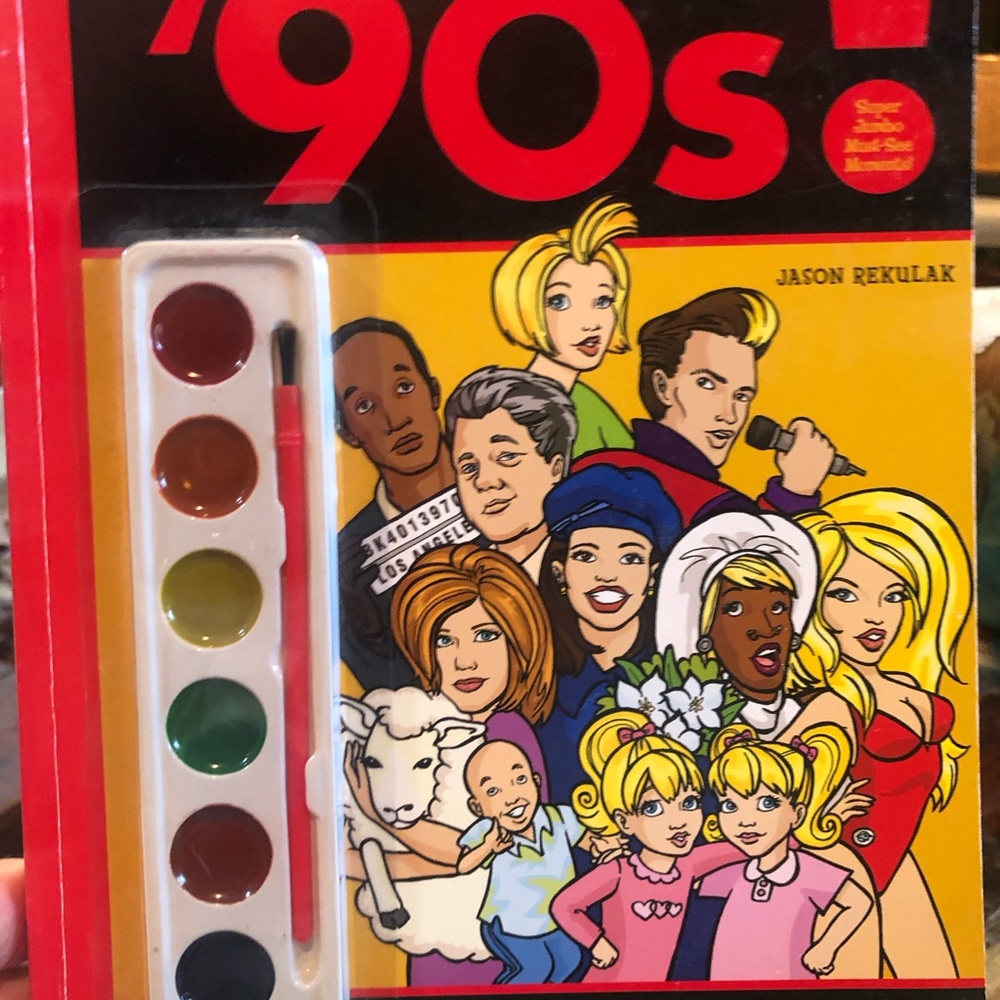 Activity book showcasing 90s pop culture. Perfect for White Elephant parties!
